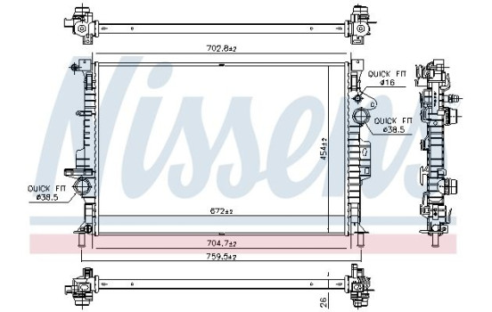 Radiator, engine cooling 66864 Nissens