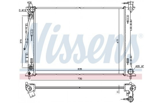 Radiator, engine cooling 675049 Nissens