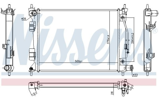 Radiator, engine cooling 675073 Nissens