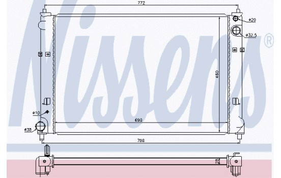 Radiator, engine cooling 68511 Nissens