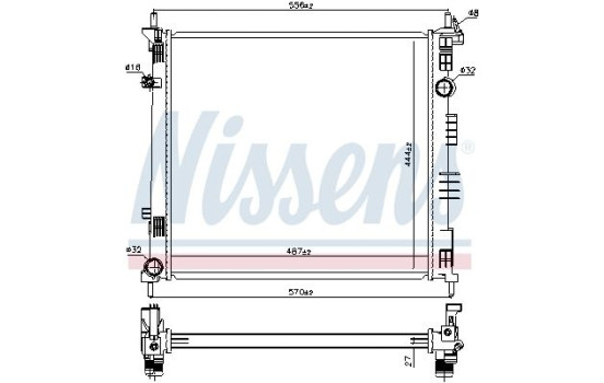 Radiator, engine cooling 68774 Nissens