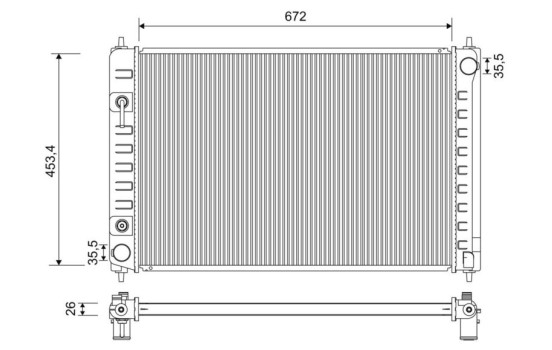 Radiator, engine cooling 701195 Valeo