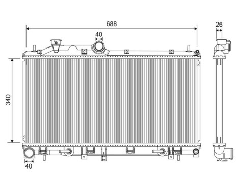 Radiator, engine cooling 701196 Valeo