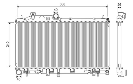 Radiator, engine cooling 701196 Valeo