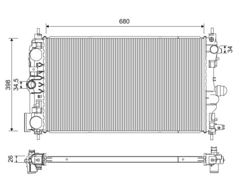 Radiator, engine cooling 701229 Valeo