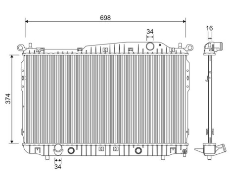 Radiator, engine cooling 701241 Valeo