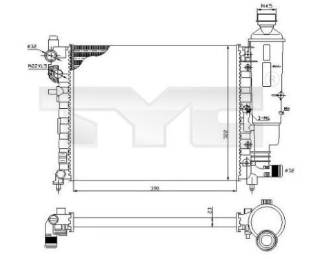 Radiator, engine cooling 705-0032 TYC