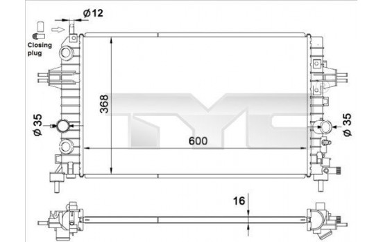 Radiator, engine cooling 725-0036 TYC