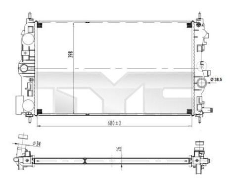 Radiator, engine cooling 725-0037 TYC