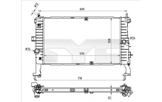 Radiator, engine cooling 725-0049 TYC