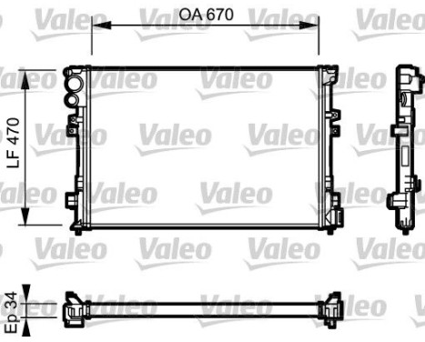 Radiator, engine cooling 731168 Valeo