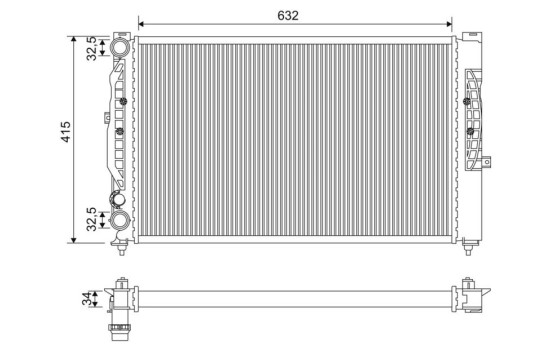 Radiator, engine cooling 731537 Valeo