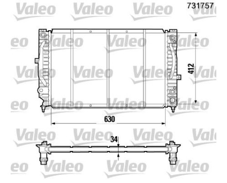 Radiator, engine cooling 731757 Valeo