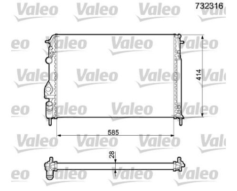 Radiator, engine cooling 732316 Valeo