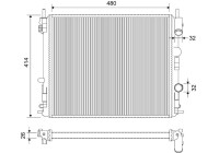 Radiator, engine cooling 732721 Valeo