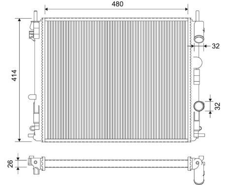 Radiator, engine cooling 732721 Valeo