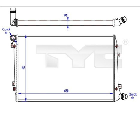 Radiator, engine cooling 737-0062-R TYC