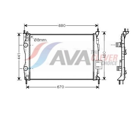 Radiator, engine cooling DN2413 Ava Quality Cooling