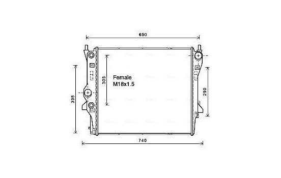 Radiator, engine cooling JR2053 Ava Quality Cooling