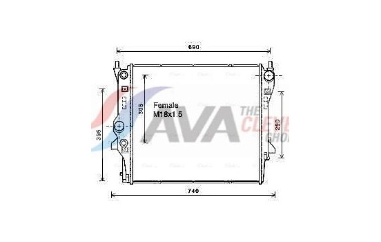 Radiator, engine cooling JR2053 Ava Quality Cooling