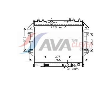 Radiator, engine cooling TO2496 Ava Quality Cooling