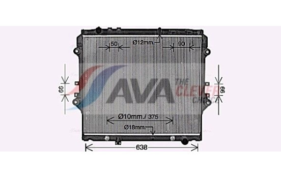 Radiator, engine cooling TO2757 Ava Quality Cooling, Image 2