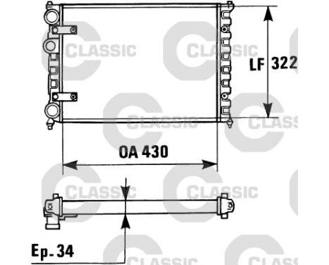 Radiator, engine cooling VALEO CLASSIC 230946