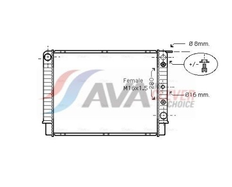 Radiator, engine cooling VO2098 Ava Quality Cooling