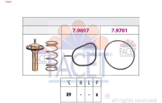 Thermostat, coolant 7.8826 Facet