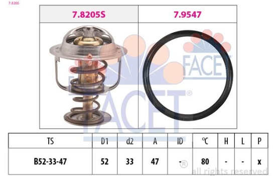 Thermostat, coolant Made in Italy - OE Equivalent 7.8205 Facet