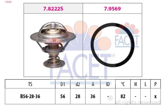 Thermostat, coolant Made in Italy - OE Equivalent 7.8222 Facet