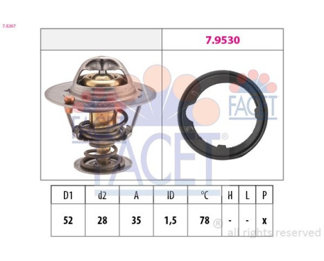 Thermostat, coolant Made in Italy - OE Equivalent 7.8267 Facet
