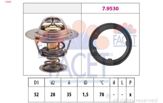 Thermostat, coolant Made in Italy - OE Equivalent 7.8267 Facet