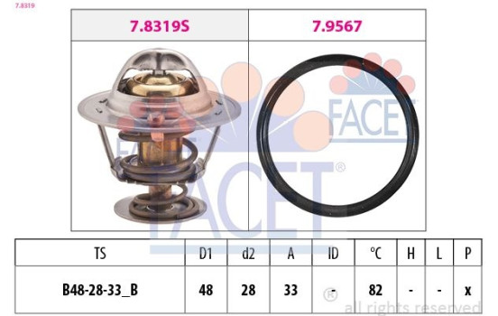 Thermostat, coolant Made in Italy - OE Equivalent 7.8319 Facet