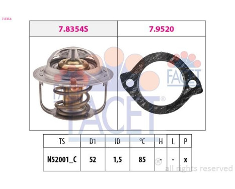 Thermostat, coolant Made in Italy - OE Equivalent 7.8354 Facet