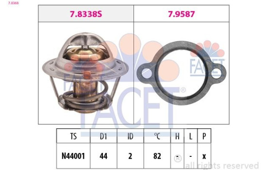 Thermostat, coolant Made in Italy - OE Equivalent 7.8368 Facet