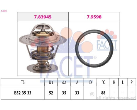 Thermostat, coolant Made in Italy - OE Equivalent 7.8394 Facet