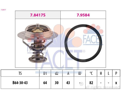 Thermostat, coolant Made in Italy - OE Equivalent 7.8417 Facet