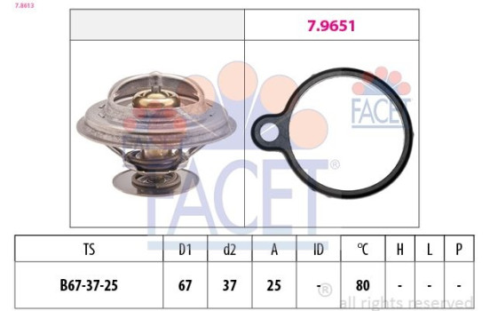 Thermostat, coolant Made in Italy - OE Equivalent 7.8613 Facet