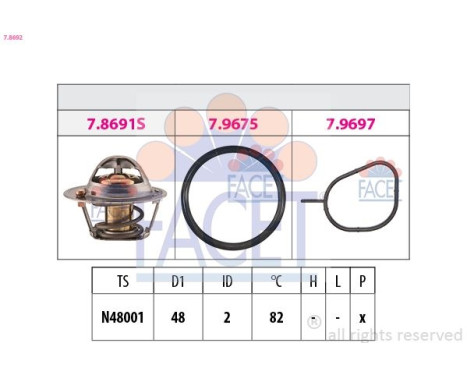 Thermostat, coolant Made in Italy - OE Equivalent 7.8692 Facet