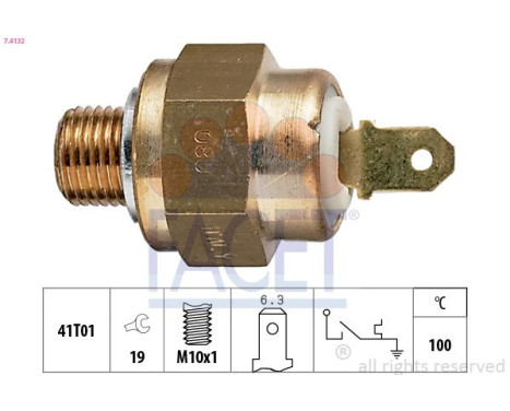 Temperature Switch, coolant warning lamp Made in Italy - OE Equivalent 7.4132 Facet