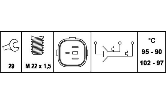 Temperature Switch, radiator fan 6ZT 007 837-061 Hella