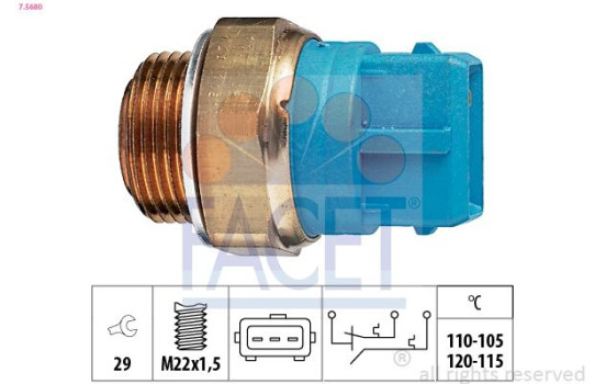 Temperature switch, radiator fan 7.5680 Facet