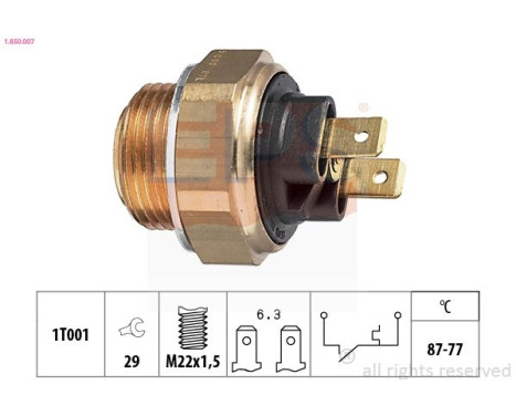 Temperature Switch, radiator fan Made in Italy - OE Equivalent 1.850.007 EPS Facet