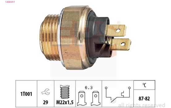 Temperature Switch, radiator fan Made in Italy - OE Equivalent 1.850.017 EPS Facet