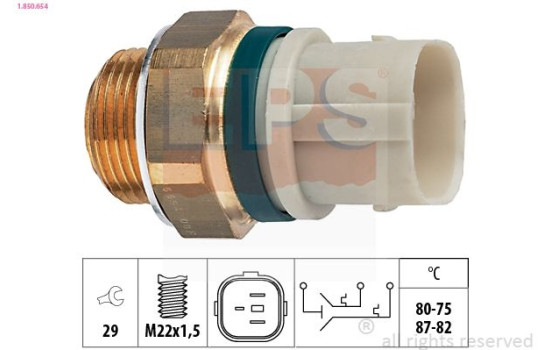 Temperature Switch, radiator fan Made in Italy - OE Equivalent 1.850.654 EPS Facet