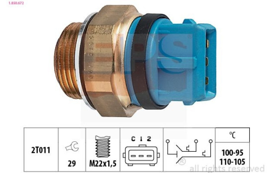 Temperature Switch, radiator fan Made in Italy - OE Equivalent 1.850.672 EPS Facet