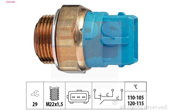 Temperature Switch, radiator fan Made in Italy - OE Equivalent 1.850.680 EPS Facet