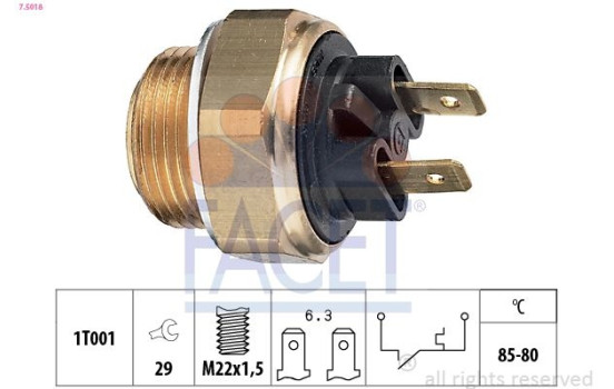 Temperature Switch, radiator fan Made in Italy - OE Equivalent 7.5018 Facet