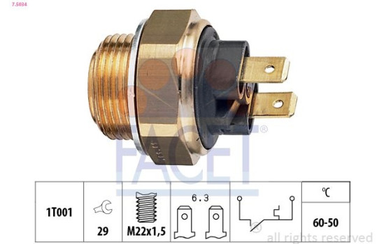 Temperature Switch, radiator fan Made in Italy - OE Equivalent 7.5034 Facet